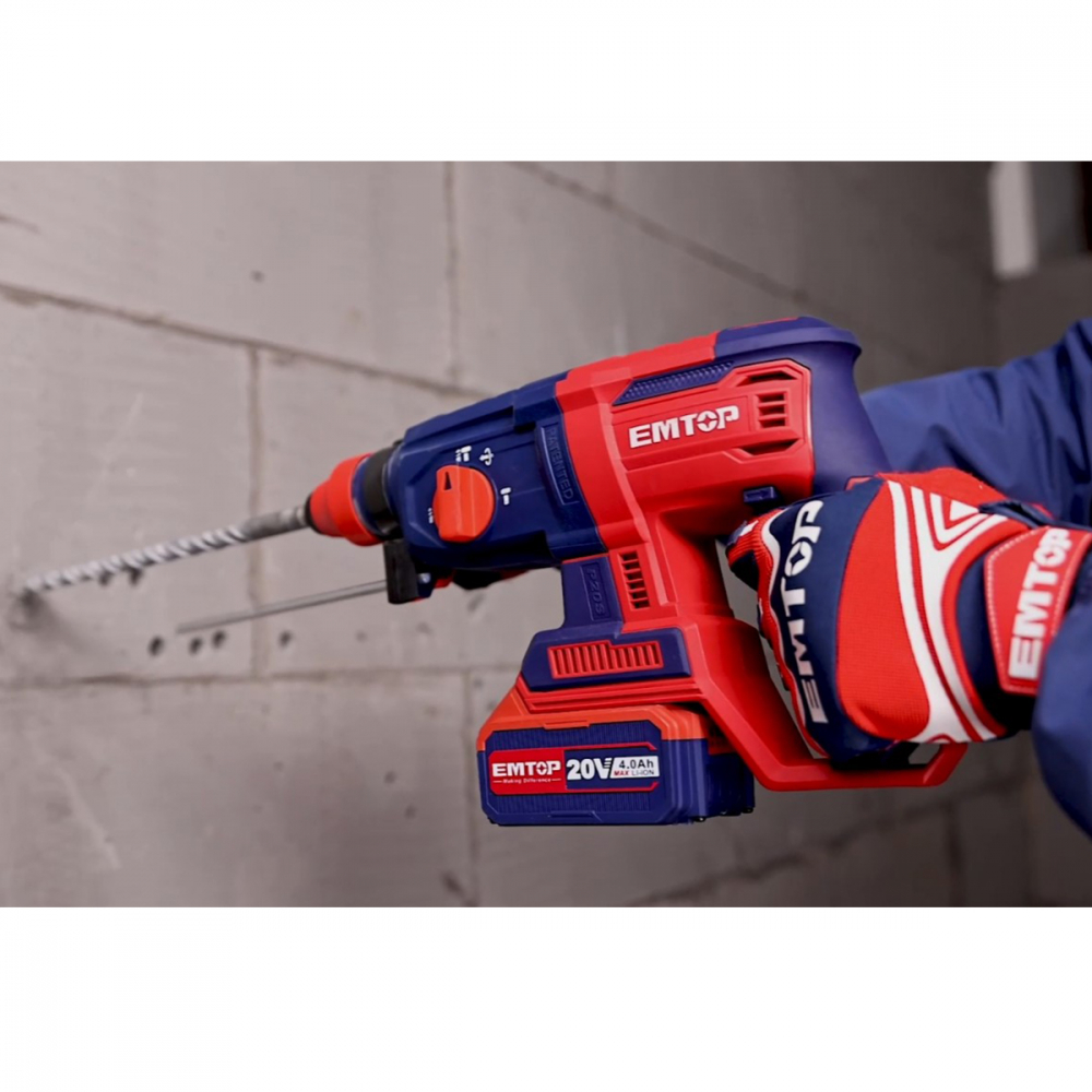 Ciocan rotopercutor fara acumulator si incarcator, 26mm, 4 accesorii - ELRH20228, EMTOP [13]