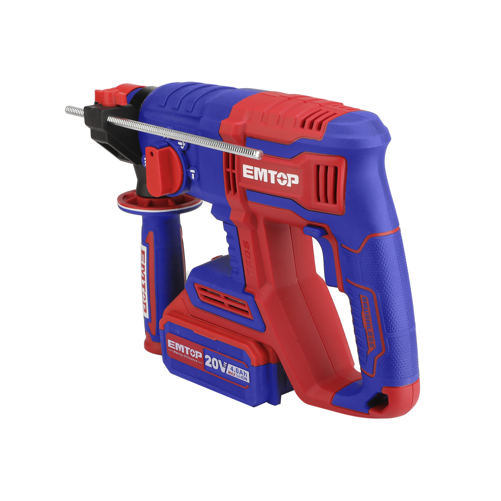 Ciocan rotopercutor fara acumulator si incarcator, motor fara perii (brushless), 22mm, 2.0J, 3 burghie incluse - ELRH20208, EMTOP [3]