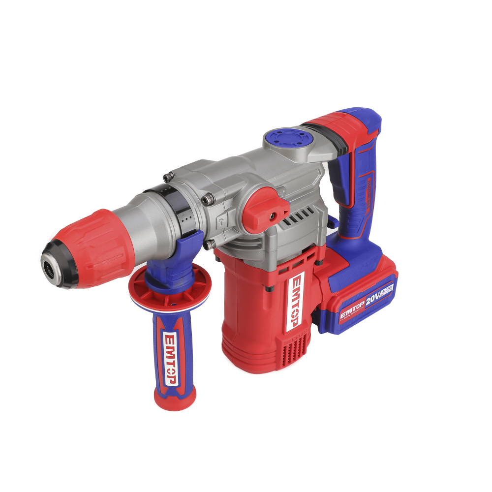 Ciocan rotopercutor cu 2 acumulatori 4.0Ah, motor fara perii (brushless), 28mm, 2.0J, 3 burghie, cutie de transport - ELRH202882, EMTOP [3]