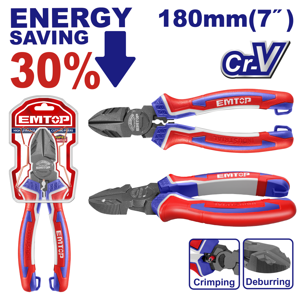 Cleste de taiere diagonala cu putere mare de parghie, 180mm (7") - EPLRD0721, EMTOP [1]