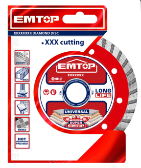 Disc Turbo diamantat 125mm, taiere umeda si uscata pentru caramida, beton si piatra, lama 10 mm - EDDC031252, EMTOP [2]