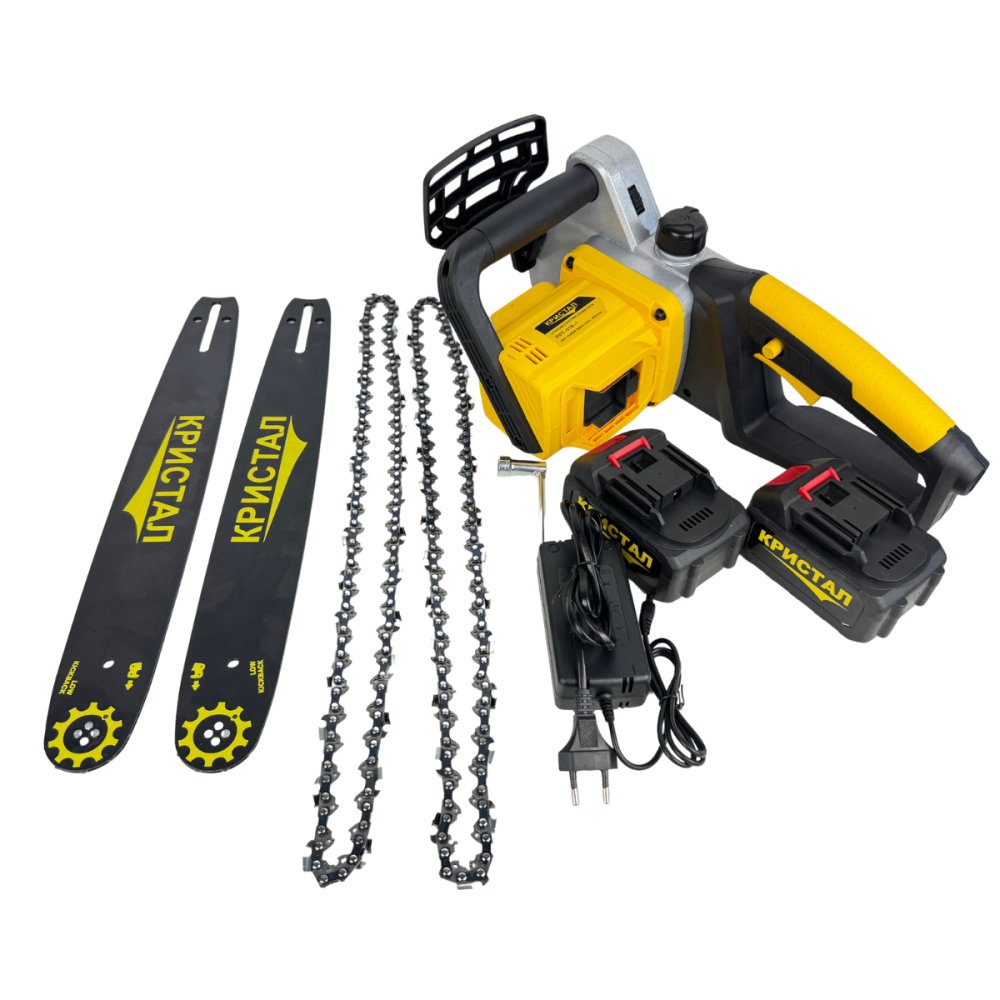 Drujba, mini fierastrau cu 2 acumulator DDT-CRISTAL, 48V, 1600W, 4800rot/min, 5A, Brushless, Motor fara perii, lungimea lamei de 405mm, 2 lame, 2 lanturi, ideala pentru taierea lemnelor de foc [6]