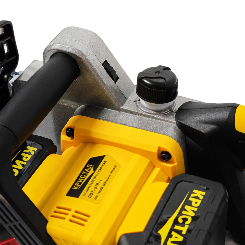 Drujba, mini fierastrau cu 2 acumulator DDT-CRISTAL, 48V, 1600W, 4800rot/min, 5A, Brushless, Motor fara perii, lungimea lamei de 405mm, 2 lame, 2 lanturi, ideala pentru taierea lemnelor de foc [11]