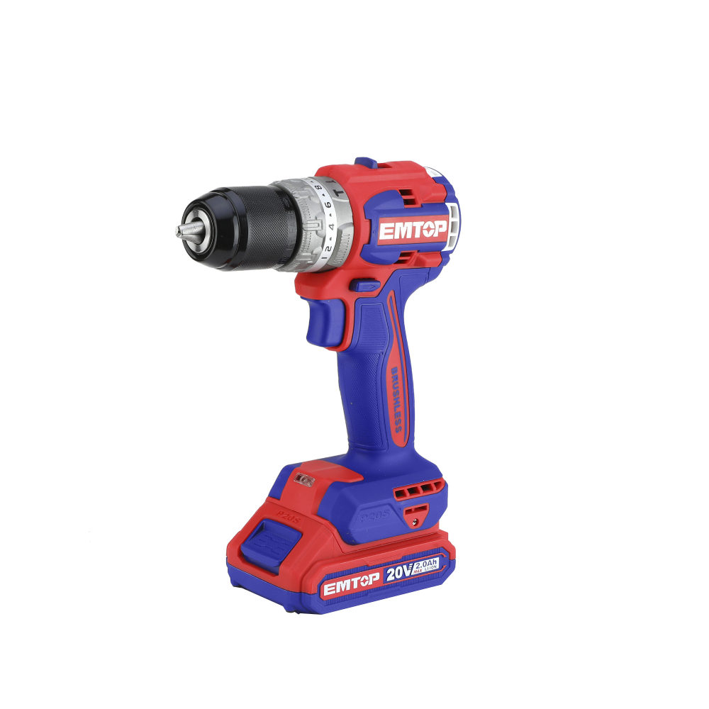 Masina de gaurit  si insurubat cu 2 acumulatori 2.0AH, motor fara perii (brushless), 60Nm, 1/2", 47 accesorii, cutie transport - ECDL20602, EMTOP [5]