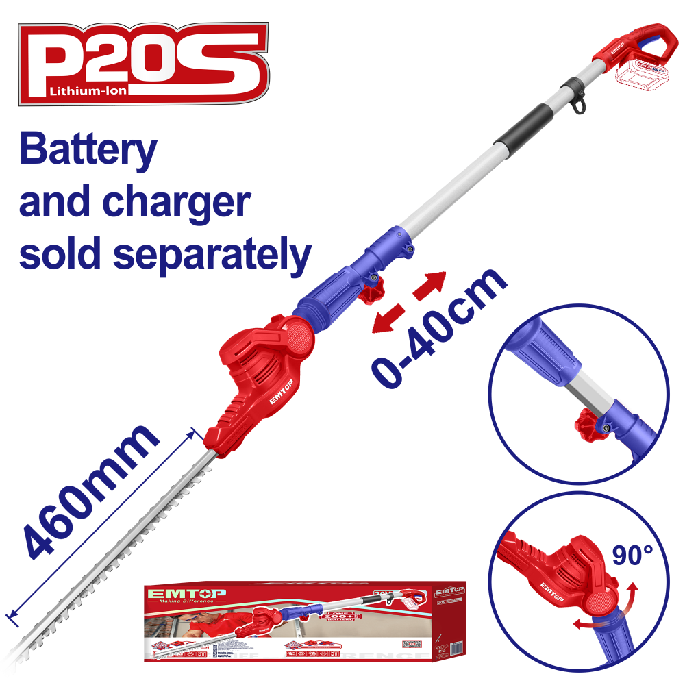 Trimmer extensibil gard viu fara incarcator si acumulator, lama 460mm - EPHT201601, EMTOP [1]