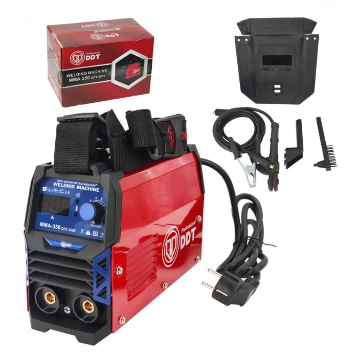 Pachet promo Aparat de sudura DDT PROFESSIONAL DDT-2002 , MMA 350A, afisaj electronic LCD, Invertor, tehnologie inalta + Masca Sudura Automata cu Reglaj si Cristale [10]