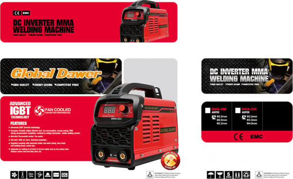Pachet promo Aparat de Sudura tip Invertor, Global Dawer, MMA 250 + Masca Sudura Automata cu Reglaj si Cristale [3]