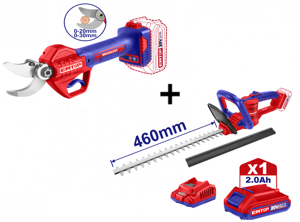 Pachet promo Foarfeca electrica pentru vie + Trimmer gard viu + 1 acumulator cu incarcator [1]