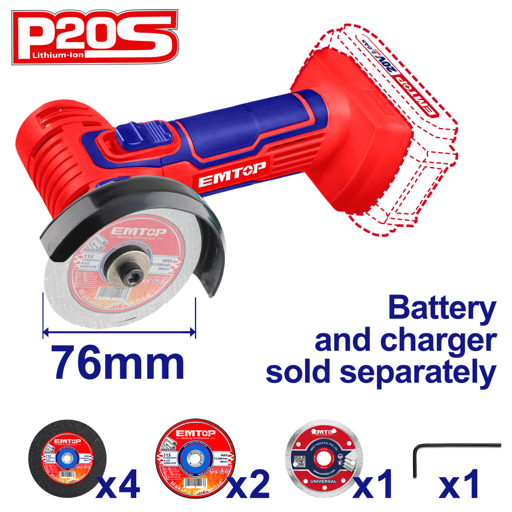 Pachet promo Mini polizor unghiular, 76mm, 7 discuri incluse + Masina de gaurit si insurubat + 2 acumulatori 2.0AH [10]