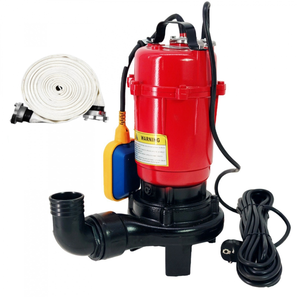 Pachet promo Pompa apa murdara (WC, fosa, hazna), cu Cutit Tocator si Plutitor, DDT, WQCD-2-3.0, 3000W + Furtunul de pompier 2'' 20 m, 8 bari, cu cuple [1]