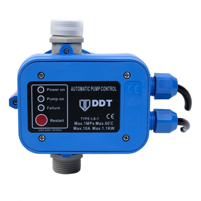 Pachet promo Pompa de suprafata DDT QB60, 370 W, aspiratie 7 m, refulare 30 m, BOBINAJ CUPRU + Presostat electronic automat DDT LS1, 1.1kW, 10 bar [6]