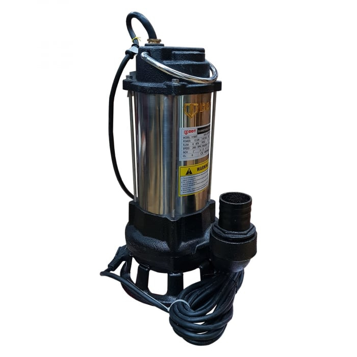 Pachet promo Pompa submersibila cu dublu tocator pentru apa murdara, DDT, V1500T, 1500W Inox + Furtunul de pompier 2'' 20 m, 8 bari, cu cuple [5]