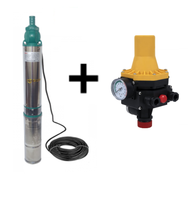 Pachet promo Pompa submersibila de mare adancime, DDT, QJD120-1.5, 1500 W, Inox, 8 + Presostat electronic automat DDT LS6, 1.1kW [1]