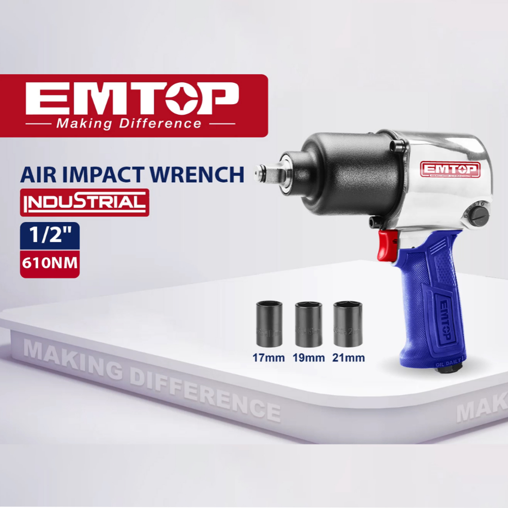 Pistol pneumatic 1/2", 610Nm, 3 capete (17mm,19mm,21mm) - EATL126801 EMTOP - EATL126801, EMTOP [7]