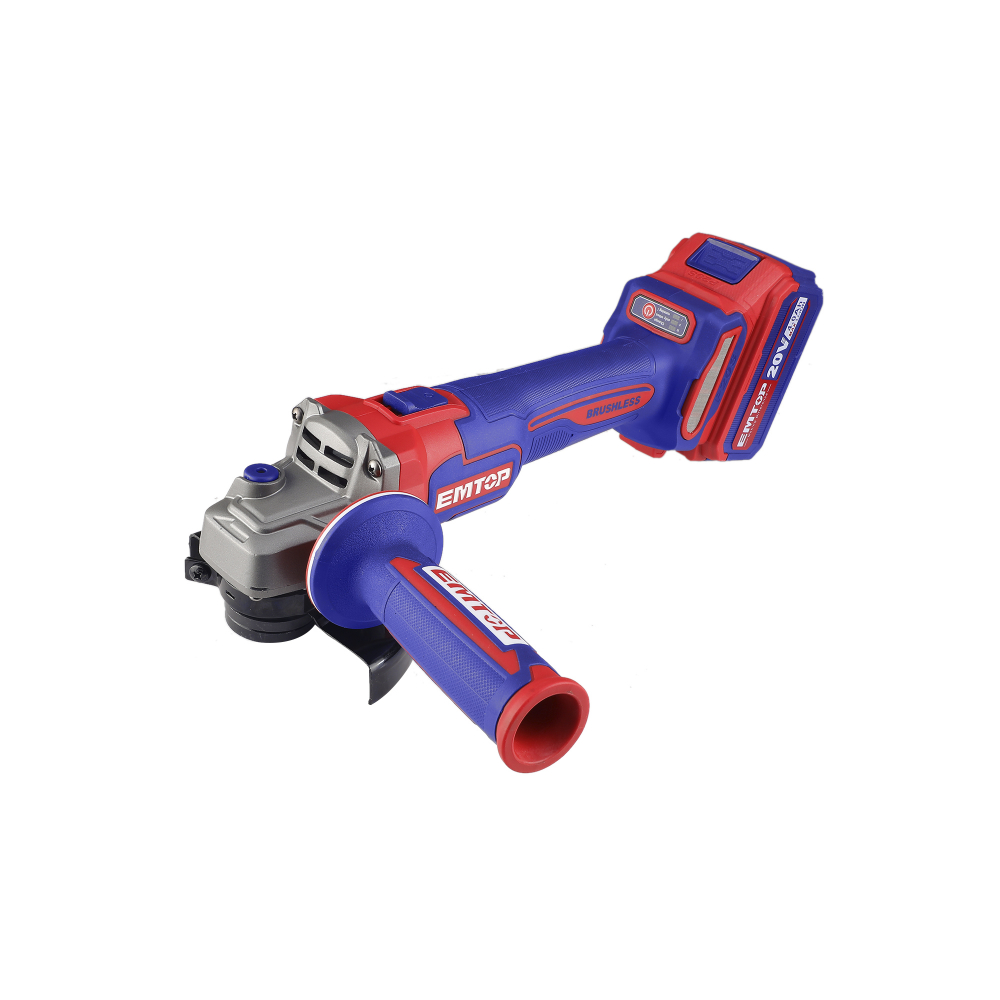 Polizor unghiular cu 2 acumulatori 4.0Ah, motor fara perii (brushless), 115mm, 10 discuri incluse - ELAG211542, EMTOP [4]