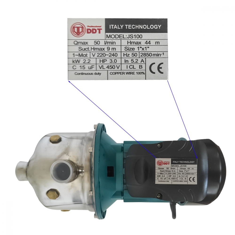 Pompa autoamorsanta de suprafata , DDT, JS100, 2200 W, 3000l/h [6]