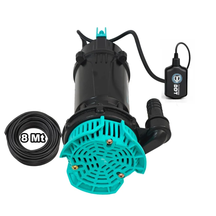 Pompa submersibila cu plutitor pentru apa curata DDT WQDS-0.4 – 0.5HP, 220V, debit 1.5 m³/h, bobinaj cupru masiv, refulare 18m [16]