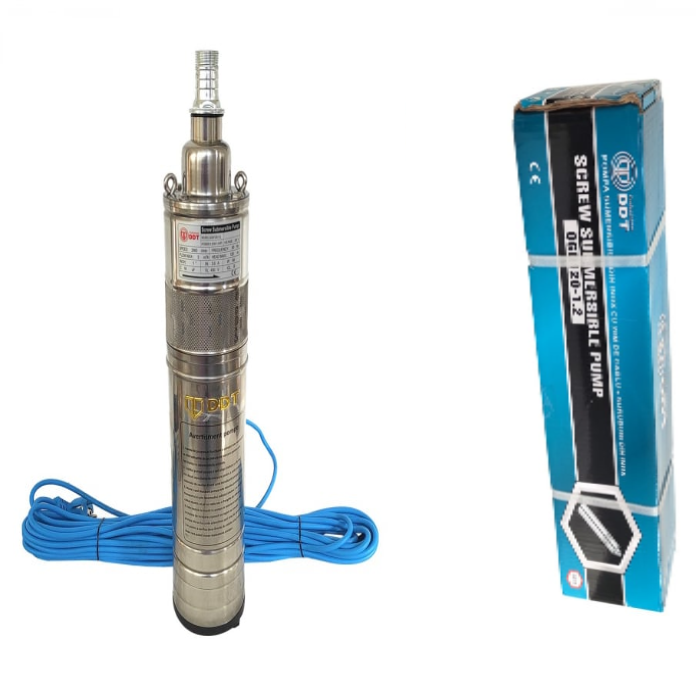 Pompa submersibila, DDT, QGD120, Inox complet, suruburi inox, sita protectie, 20 m cablu, 120 m, 3 m³/h + Presostat electronic automat, DDT, LS-4 [2]