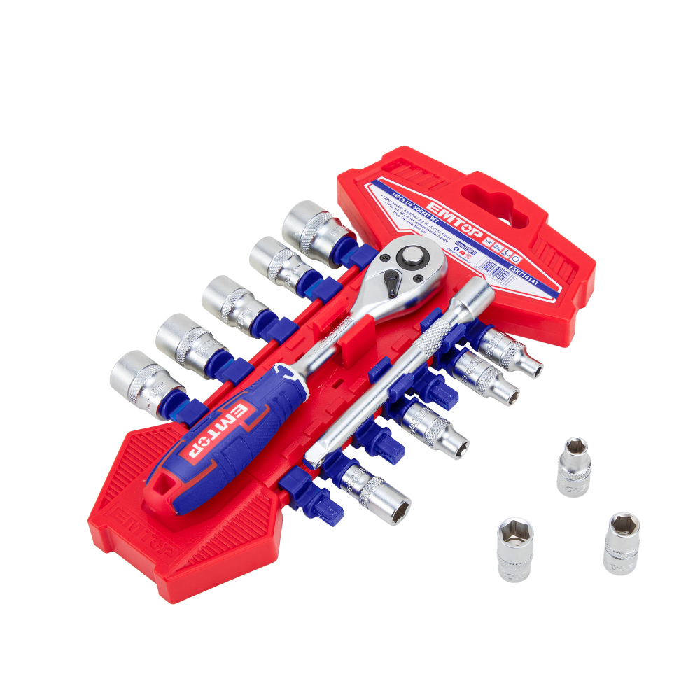 Set tubulare cu clichet 1/4" 14 buc - ESKT14141, EMTOP [2]