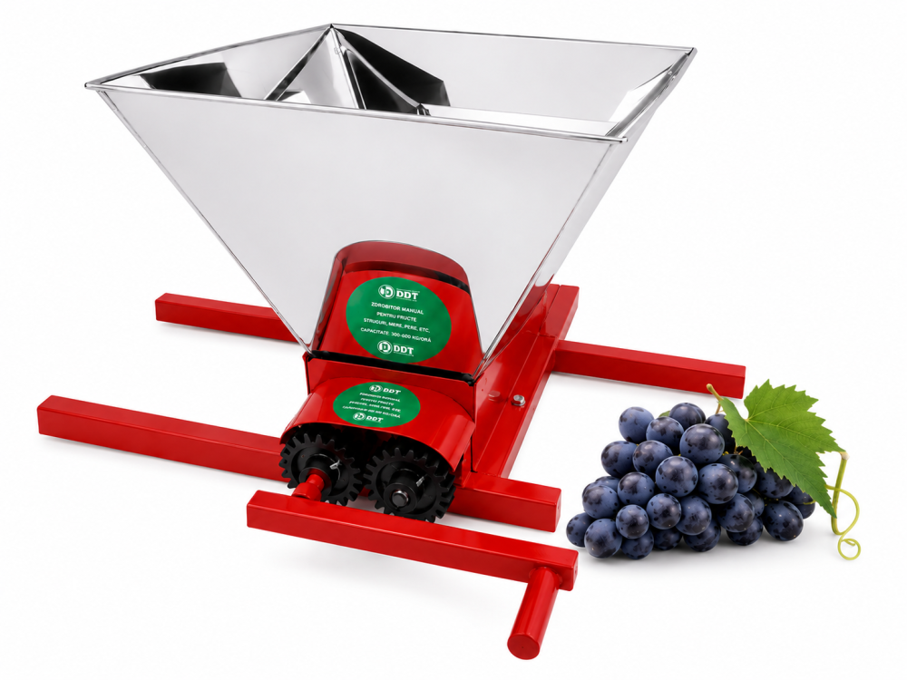 Zdrobitor manual de struguri cuva din Inox, DDT, capacitate maruntire 300 kg/h, cuva 25 l, Inox, Rosu DDT [2]