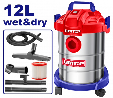 Aspiratoare uscat, umed si cenusa - Aspirator electric 12L, curatare umeda si uscata, filtru HEPA - EVCR0801, EMTOP
