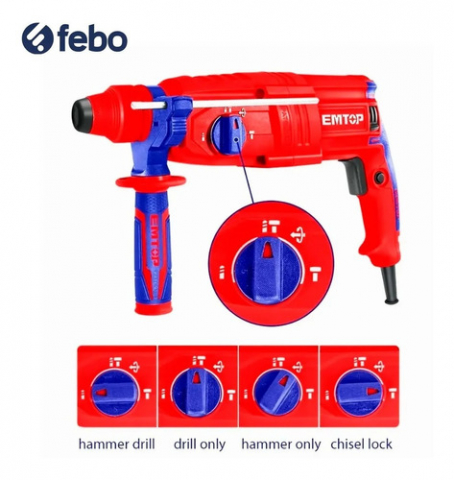 Ciocan electric rotopercutor, 800W, 2.5J, 3 burghie si 2 dalti incluse, cutie de transport - ERHRL801, EMTOP [6]