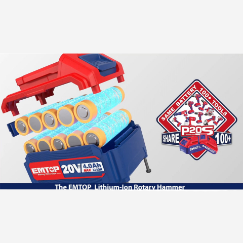 Ciocan rotopercutor fara acumulator si incarcator, 26mm, 4 accesorii - ELRH20228, EMTOP [13]