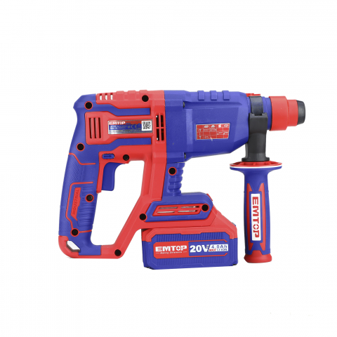 Ciocan rotopercutor cu 1 acumulator 4.0Ah, motor fara perii (brushless), 22mm, 2.0J, 3 burghie, cutie de transport - ELRH202081, EMTOP [4]