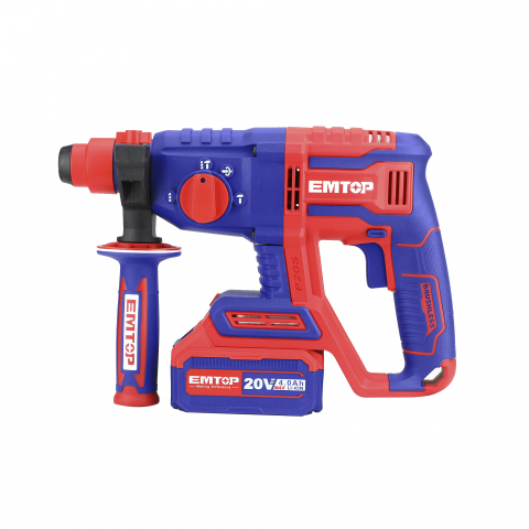 Ciocan rotopercutor cu 1 acumulator 4.0Ah, motor fara perii (brushless), 22mm, 2.0J, 3 burghie, cutie de transport - ELRH202081, EMTOP [3]