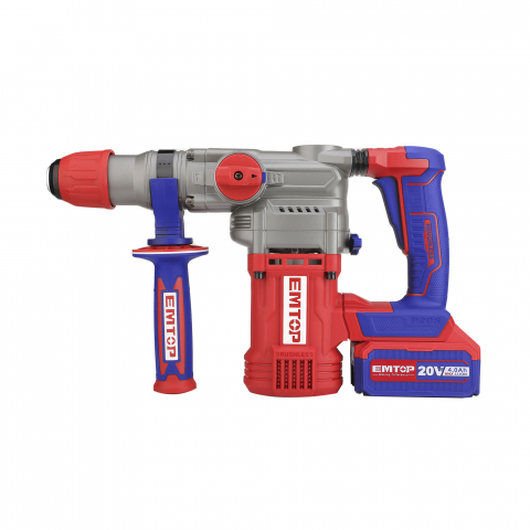 Ciocan rotopercutor cu 2 acumulatori 4.0Ah, motor fara perii (brushless), 28mm, 2.0J, 3 burghie, cutie de transport - ELRH202882, EMTOP [4]