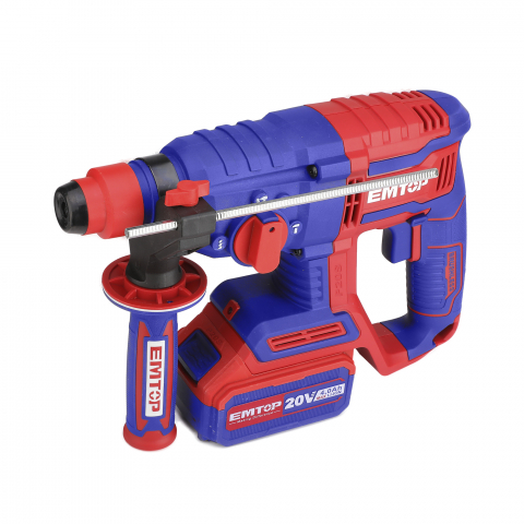 Ciocan rotopercutor fara acumulator si incarcator, motor fara perii (brushless), 22mm, 2.0J, 3 burghie incluse - ELRH20208, EMTOP [1]