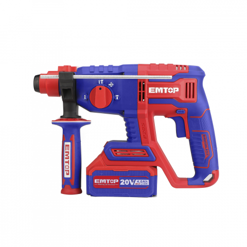 Ciocan rotopercutor fara acumulator si incarcator, motor fara perii (brushless), 22mm, 2.0J, 3 burghie incluse - ELRH20208, EMTOP [4]