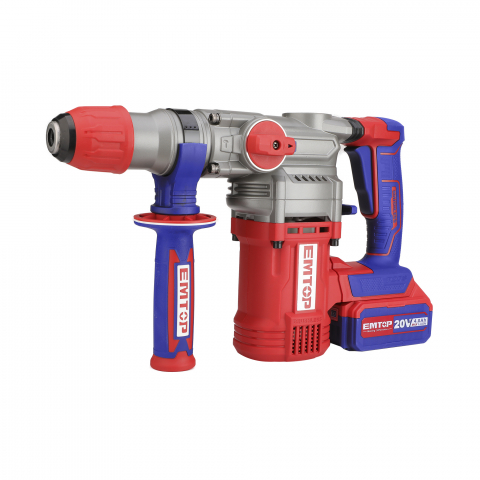 Ciocan rotopercutor cu 2 acumulatori 4.0Ah, motor fara perii (brushless), 28mm, 2.0J, 3 burghie, cutie de transport - ELRH202882, EMTOP [3]