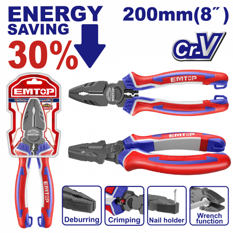 Set chei, tubulare, truse chei - Cleste combinat cu efect de parghie ridicat, 200mm (8") - EPLRC0821, EMTOP