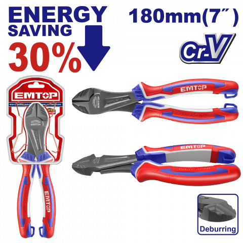 Set chei, tubulare, truse chei - Cleste de taiere diagonala de mare putere de parghie 180mm (7") - EPLRHD0721, EMTOP