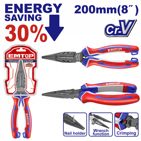Set chei, tubulare, truse chei - Cleste cu varf lung cu efect de parghie mare, 200mm (8") - EPLRL0821, EMTOP