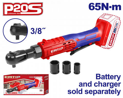Bricolaj - Clichet 3/8" 65Nm fara acumulator si incarcator, 65Nm, 3 tubulare incluse - EDRL2060151, EMTOP