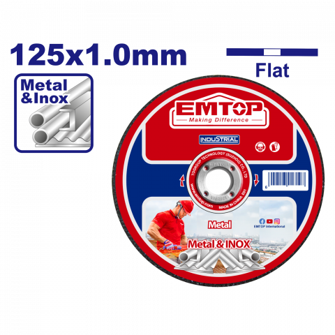Scule si unelte electrice - Disc de taiere metal, abraziv, 125 x 1.0mm - EACD101251, EMTOP