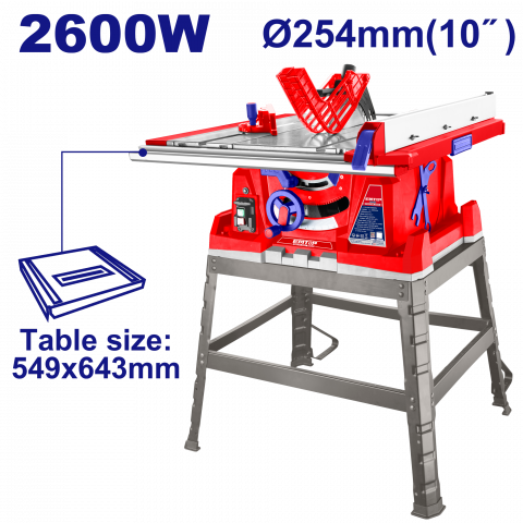 Bricolaj - Fierastrau electric circular cu masa, 2600W, masa 549x643mm - ETSW26001, EMTOP