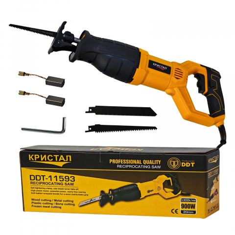 Produse noi - Fierastrau pendular tip sabie DDT CRISTAL, Adancime de Taiere 200 mm Lemn, 8mm Otel, 12mm Aluminiu, 900 W, Viteza Variabila  3000 rpm, GALBEN