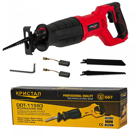 Produse noi - Fierastrau pendular tip sabie DDT CRISTAL, Adancime de Taiere 200 mm Lemn, 8mm Otel, 12mm Aluminiu, 900 W, Viteza Variabila  3000 rpm, ROSU