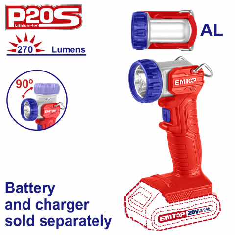 Bricolaj - Lampa de lucru fara acumulator si incarcator, 270 lumeni - ELWL2038, EMTOP