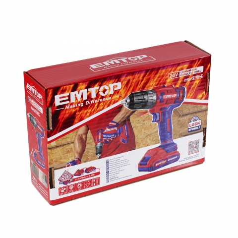 Masina de gaurit si insurubat cu 1 acumulator 2.0AH, 45Nm - ECDL6200118, EMTOP [2]