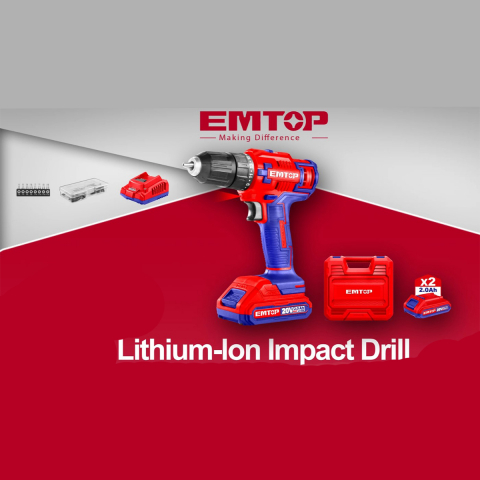 Masina de gaurit si insurubat cu 2 acumulatori 2.0AH, 55 accesorii, cutie de transport - ECDL200528, EMTOP [18]