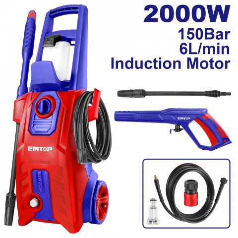 Casa, gradina si Bricolaj - Aparat de spalat cu presiune 2000W, 150 bar, 6L/min, furtun 5m - EHPW2001, EMTOP