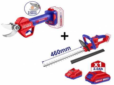 Produse noi - Pachet promo Foarfeca electrica pentru vie + Trimmer gard viu + 1 acumulator cu incarcator