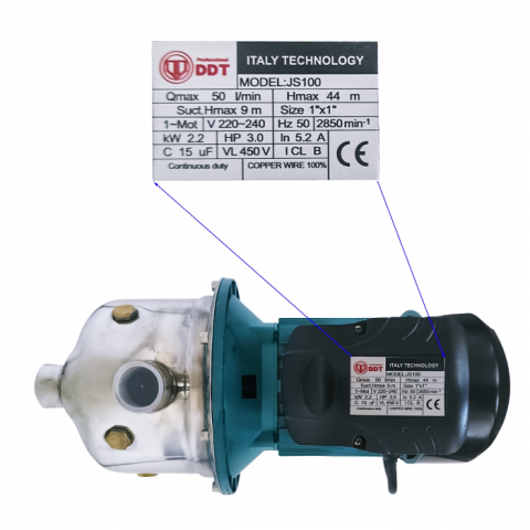 Pachet promo Pompa autoamorsanta de suprafata, DDT, JS100, 2200 W, 3000l/h + Presostat electronic automat DDT LS1, 1.1kW, 10 bar [1]