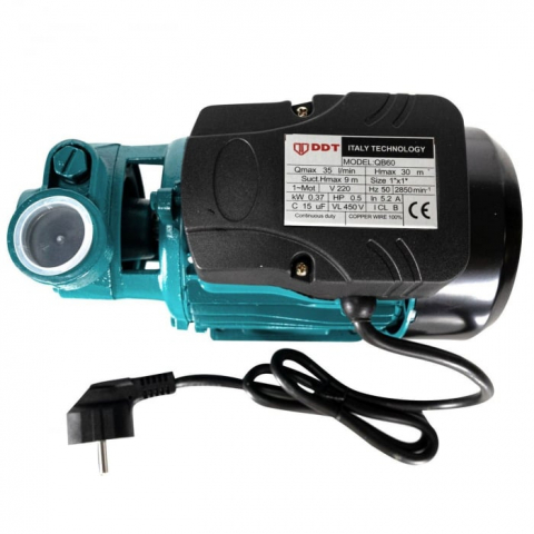 Pachet promo Pompa de suprafata DDT QB60, 370 W, aspiratie 7 m, refulare 30 m, BOBINAJ CUPRU + Presostat electronic automat DDT LS1, 1.1kW, 10 bar [1]