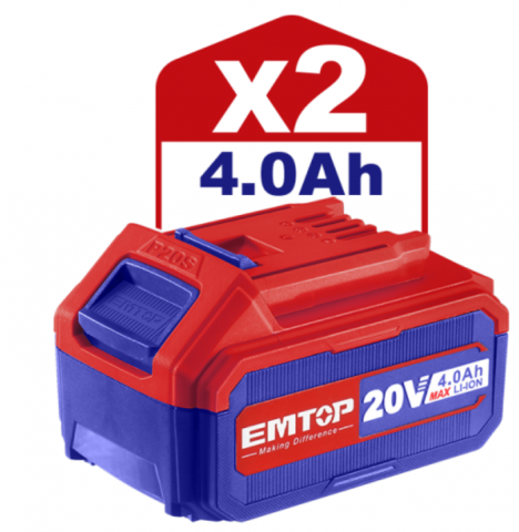 Polizor unghiular cu 2 acumulatori 4.0Ah, motor fara perii (brushless), 115mm, 10 discuri incluse - ELAG211542, EMTOP [7]