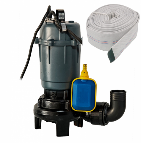 Produse noi - Pompa apa murdara  DDT cu tocator exterior si flotor, 2600 W, 12 mc/h, 12 m refulare + furtun pompier 2" 20 M